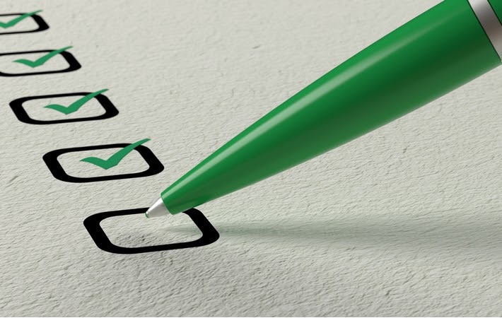 checking off items on a checklist